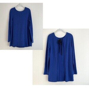 Soft Surroundings Reserva Sweater Womens Medium Blue Pleated Back Wool Blend